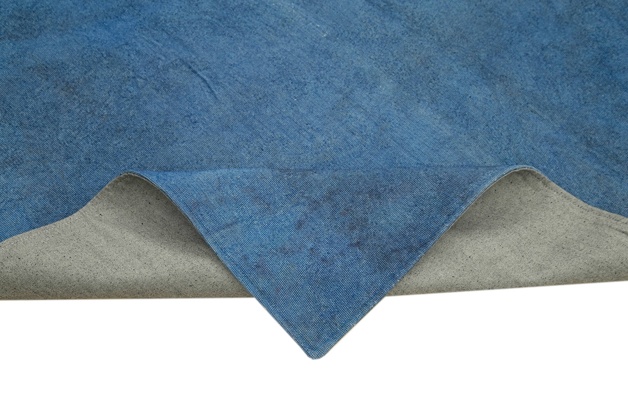 Handmade Wool Area Rug – Blue Floral Cotton Wool Rug 5x8 Vintage Turkish Carpet
