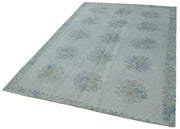Handmade Wool Area Rug - Vintage Grey Floral Pattern Rug 5'3'' x 7'10''