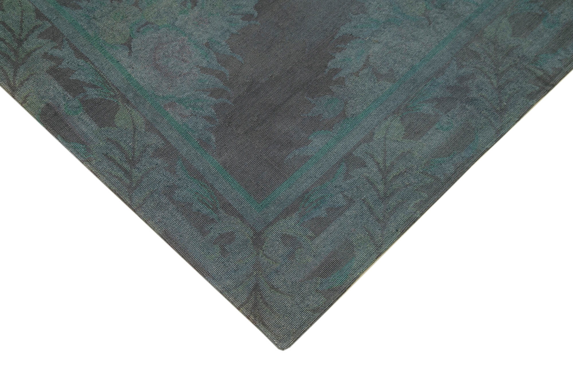 Handmade Area Rug – Needlepoint Grey Floral Cotton Wool Carpet 5'7''x7'5''