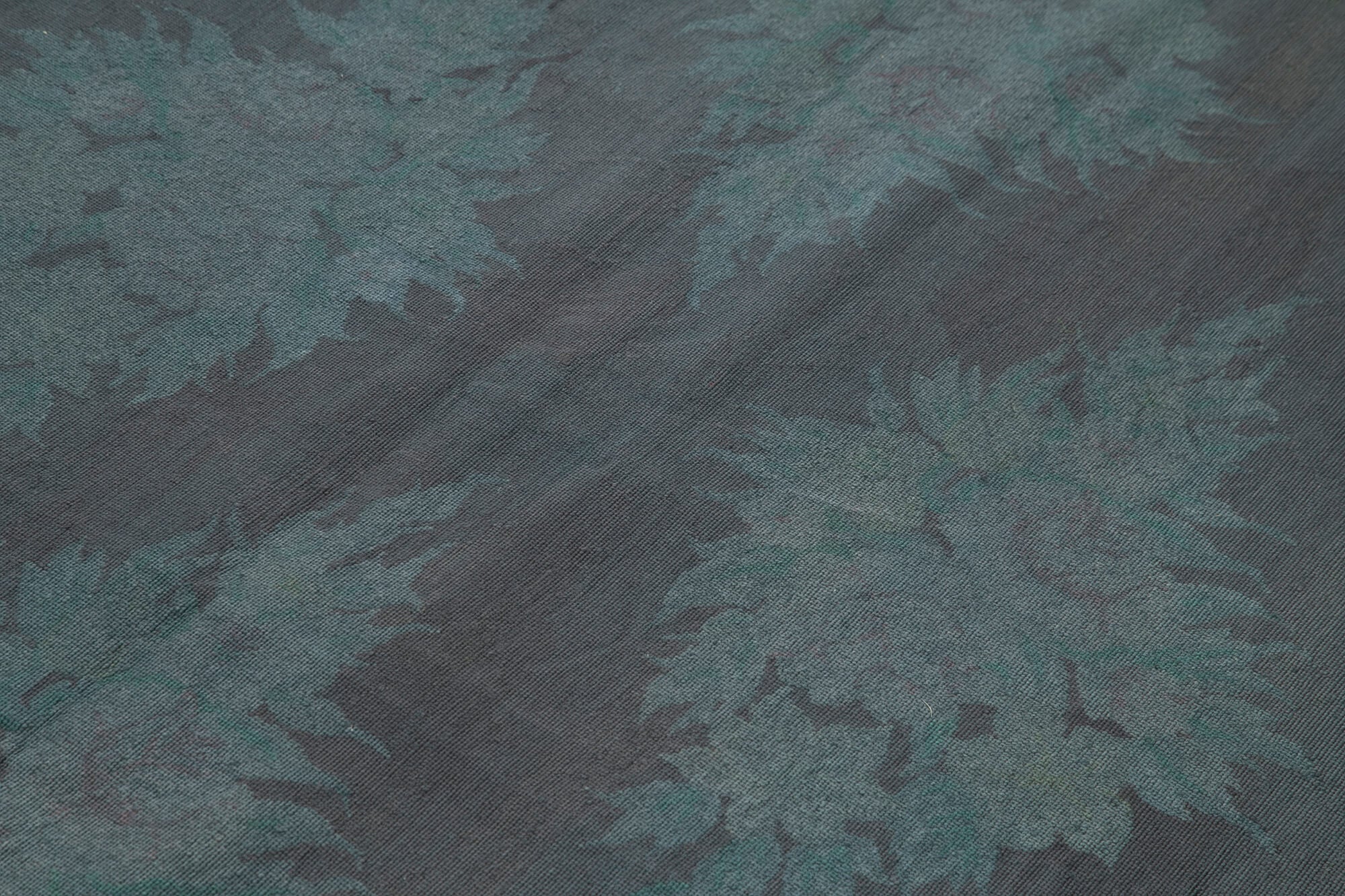 Handmade Area Rug – Needlepoint Grey Floral Cotton Wool Carpet 5'7''x7'5''