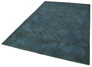 Handmade Wool Area Rug – Grey Floral Vintage Carpet, Cotton Wool Blend 5'5''x8'4''