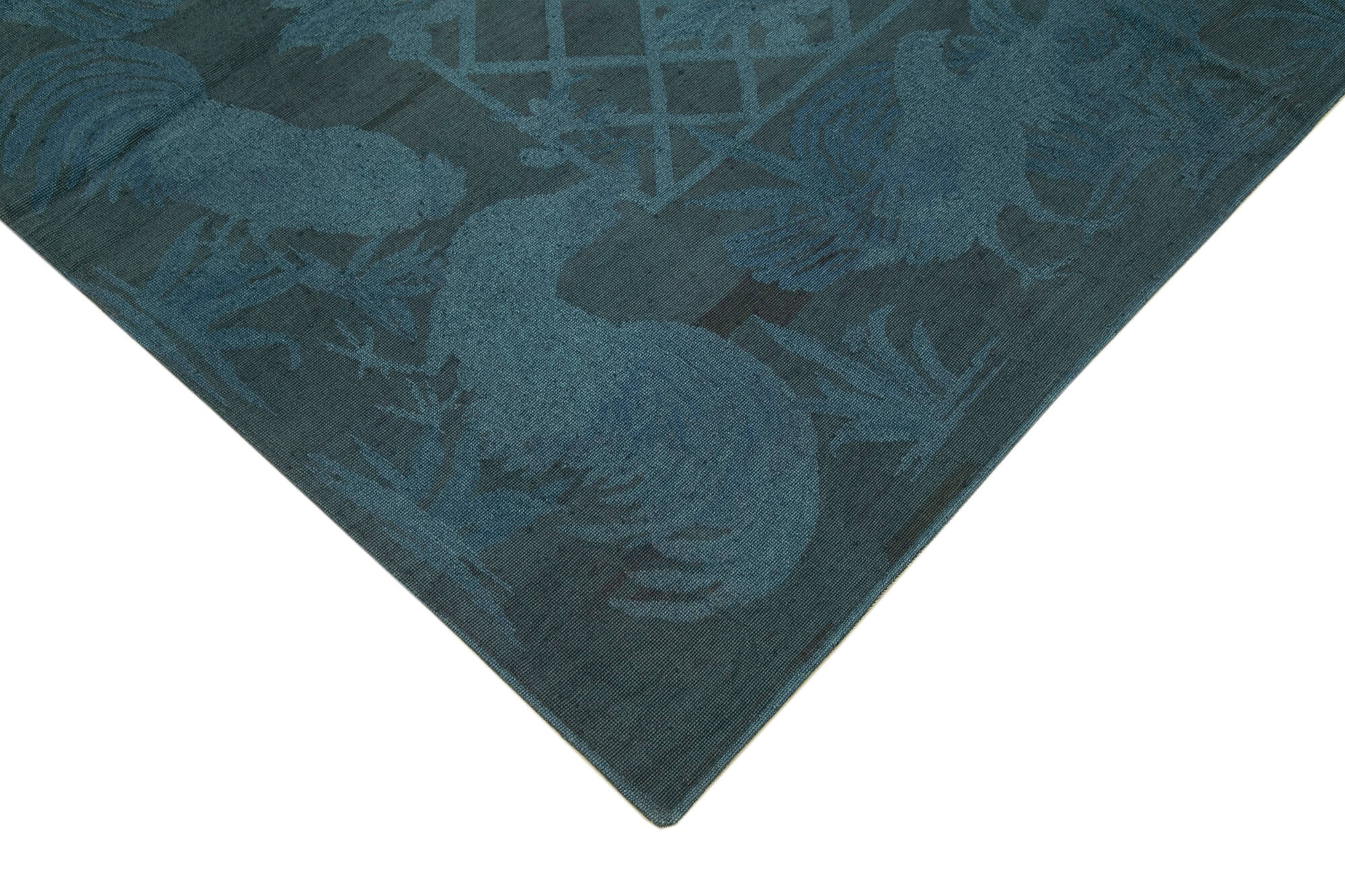 Handmade Wool Area Rug – Grey Floral Vintage Carpet, Cotton Wool Blend 5'5''x8'4''