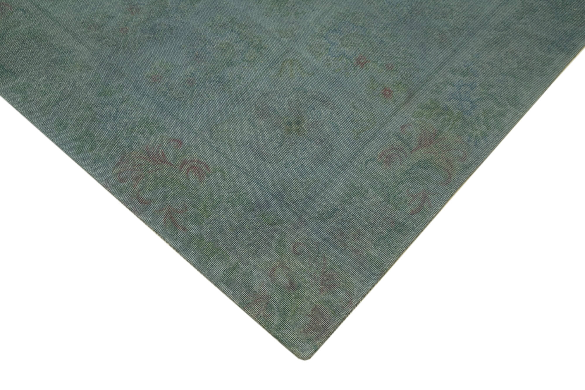 Handmade Wool Area Rug – Vintage Hand Woven Rug | Grey Floral Carpet 7'5''x9'7''