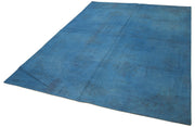 Handmade Wool Area Rug – Blue Floral Rug | Cotton Wool Carpet 6'4''x8'9''