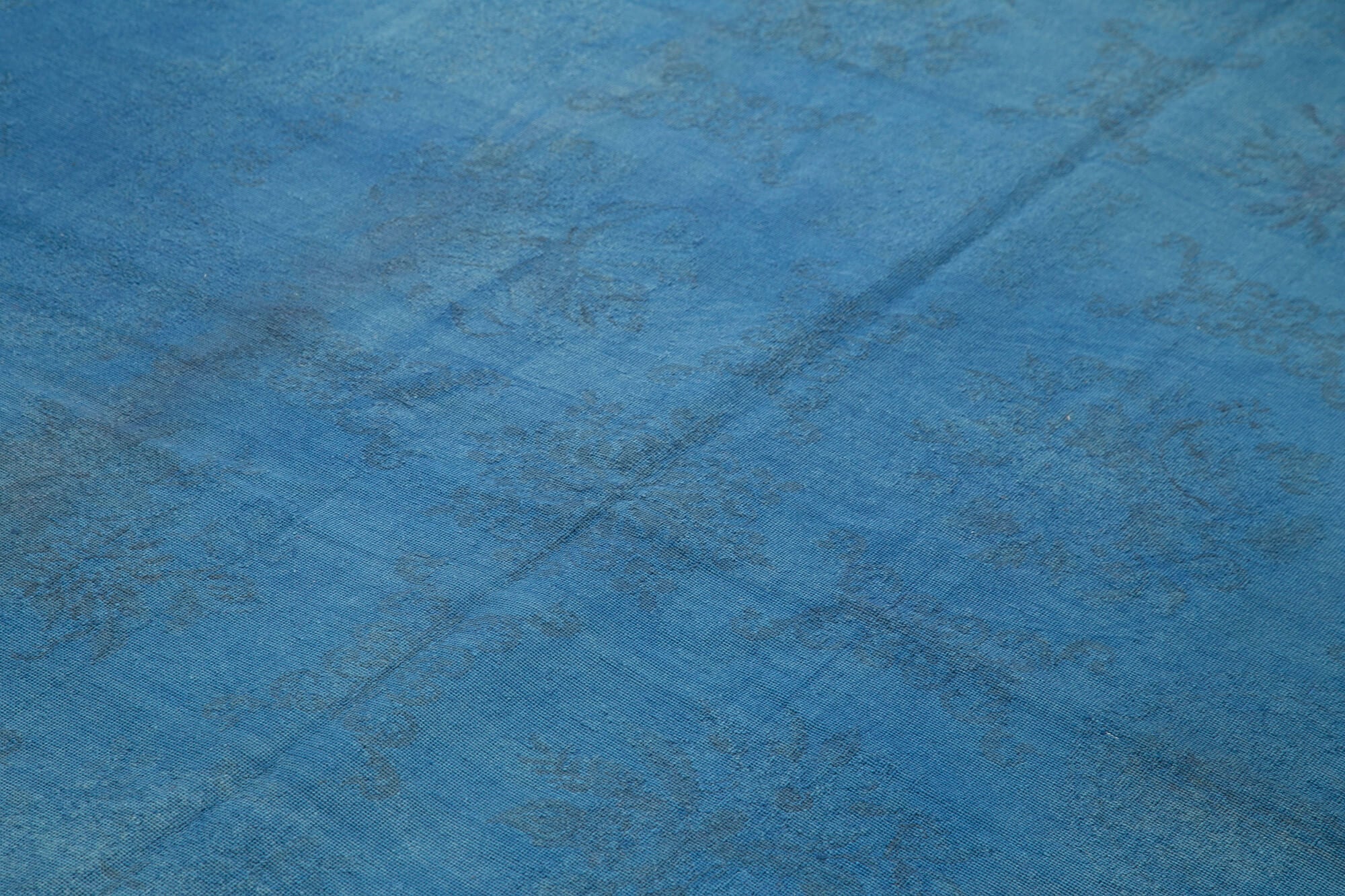 Handmade Wool Area Rug – Blue Floral Rug | Cotton Wool Carpet 6'4''x8'9''