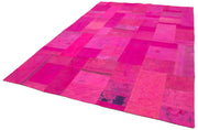 Handmade Floral Area Rug – Pink Floral Carpet, Soft Wool Rug 6'8'' x 9'11''