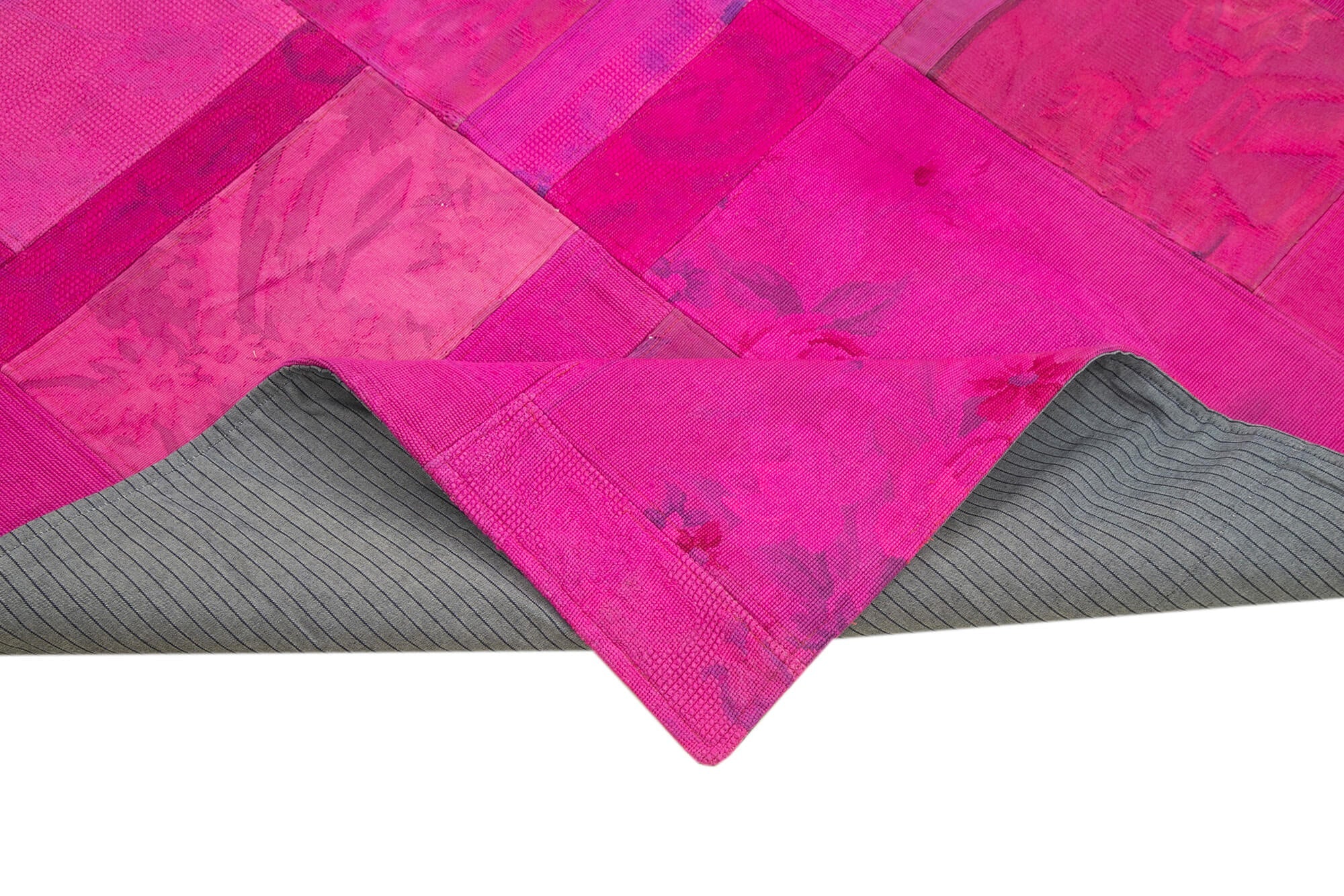 Handmade Floral Area Rug – Pink Floral Carpet, Soft Wool Rug 6'8'' x 9'11''