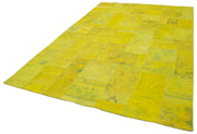 Needlepoint Yellow Floral Cotton Wool Handmade Area Rug 6'7'' x 9'11''