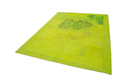 Handmade Wool Area Rug | Hand Woven Carpet with Needlepoint Floral Pattern - Green Cotton Rug