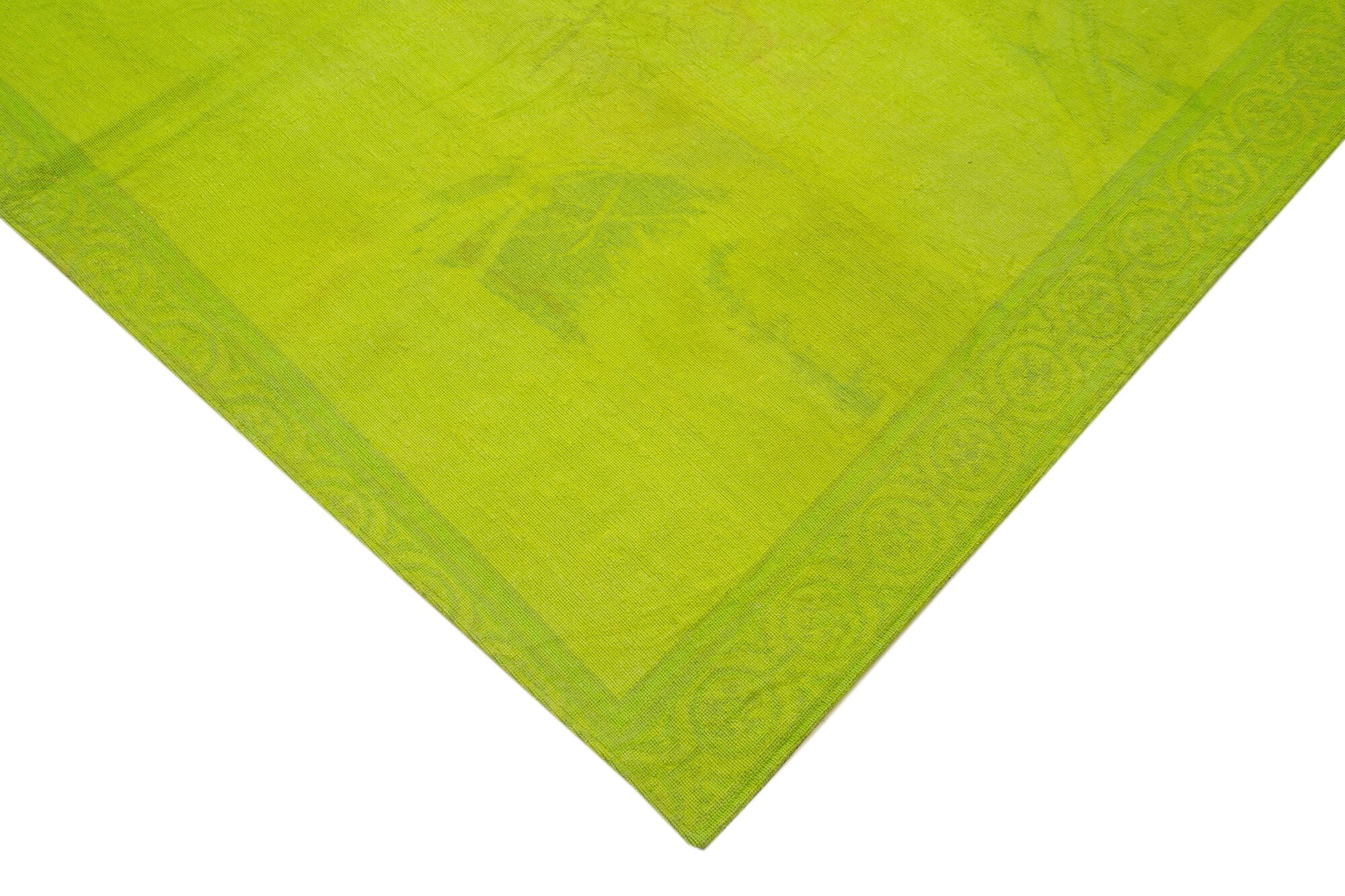 Handmade Wool Area Rug | Hand Woven Carpet with Needlepoint Floral Pattern - Green Cotton Rug