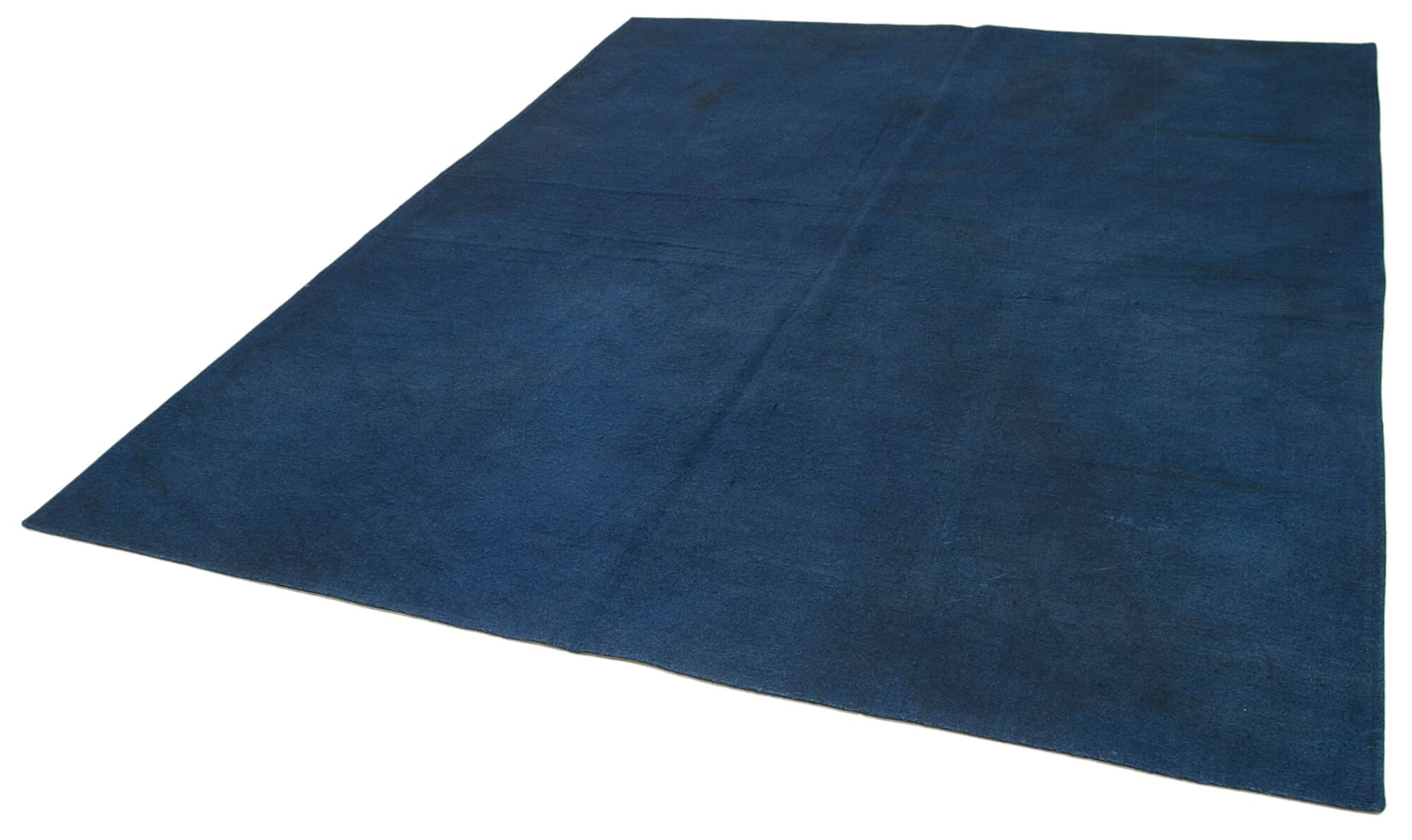 Handmade Wool Area Rug - Blue Floral Vintage Turkish Hand Knotted Carpet 7x9 Feet