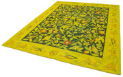 Handmade Wool Area Rug – Vintage Turkish Carpet With Yellow Floral Pattern 6'11''x8'11''