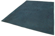 Handmade Wool Area Rug – Blue Floral Rug with Durable Cotton Weave, 7'1'' x 8'10''