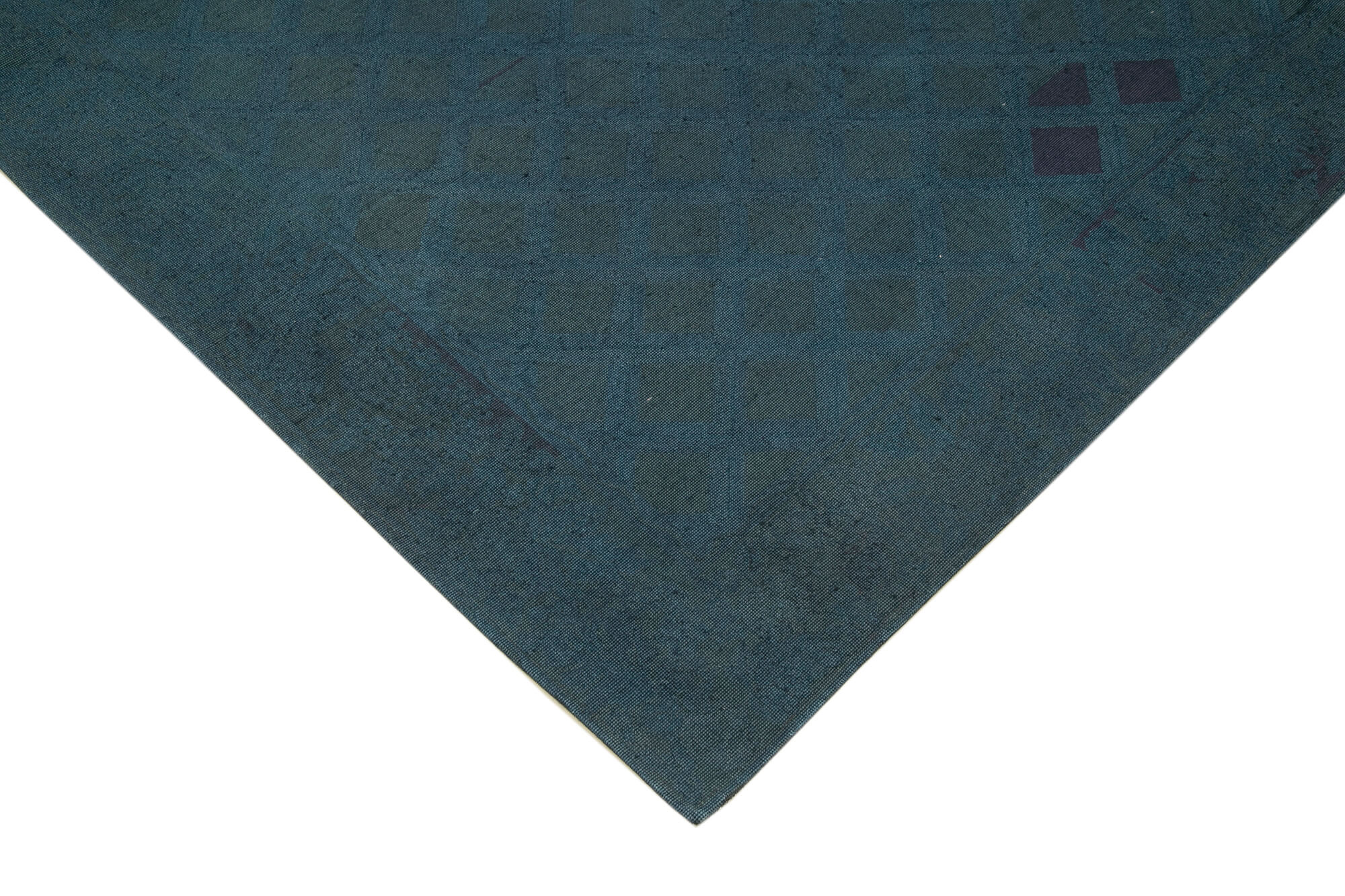 Handmade Wool Area Rug – Blue Floral Rug with Durable Cotton Weave, 7'1'' x 8'10''
