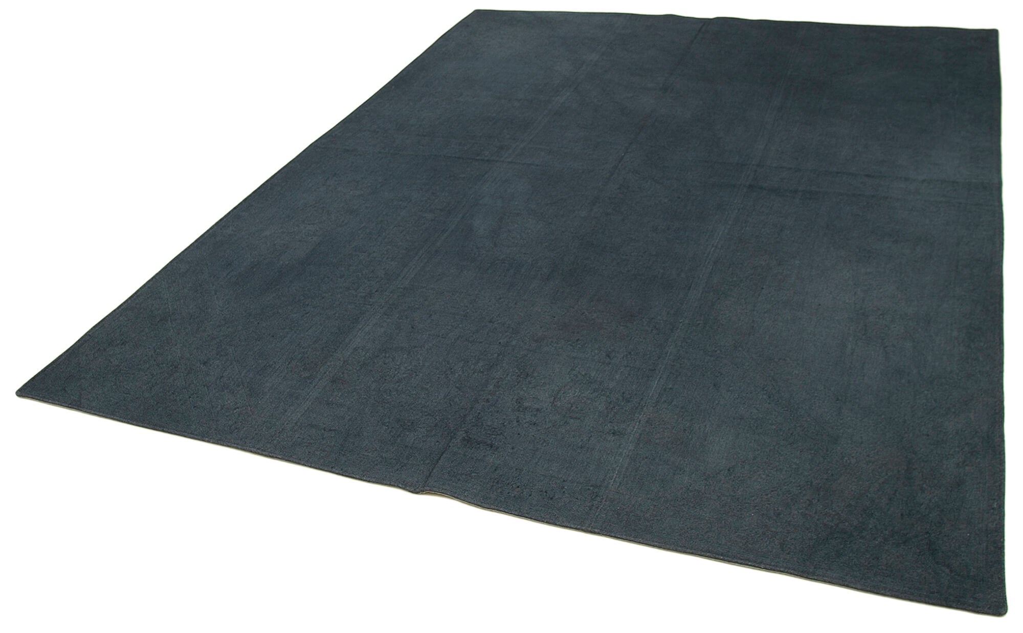 Handmade Wool Area Rug – Blue Floral Cotton Wool Rug, Vintage Turkish Carpet 7'3''x9'3''