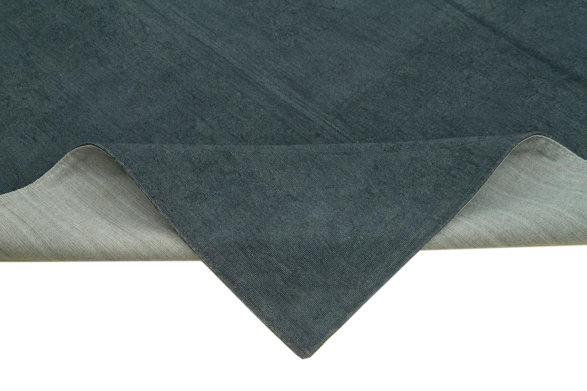 Handmade Wool Area Rug – Blue Floral Cotton Wool Rug, Vintage Turkish Carpet 7'3''x9'3''