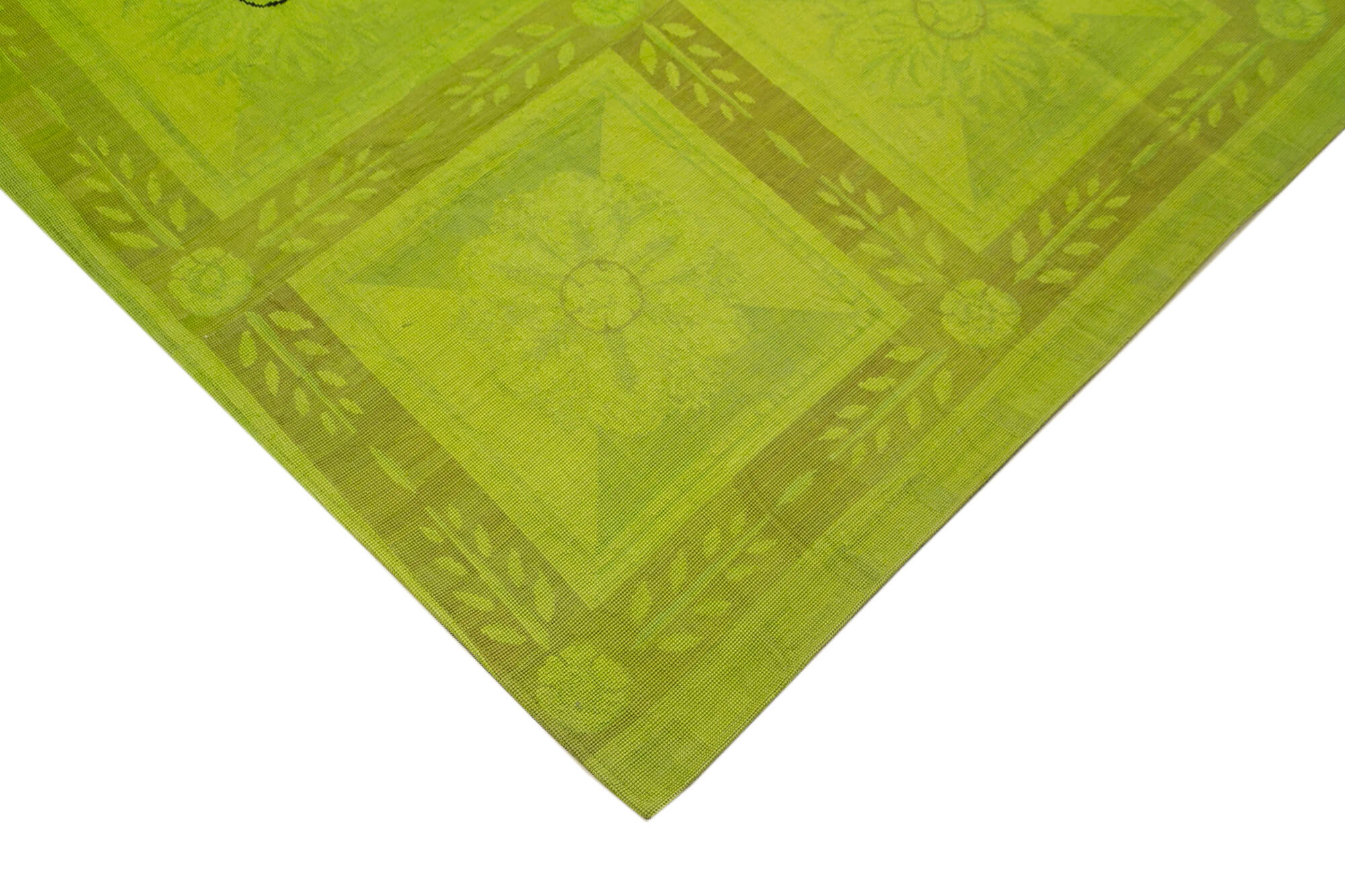 Handmade Wool Area Rug – Green Floral Rug | Turkish Vintage Carpet 7'6"x9'1"