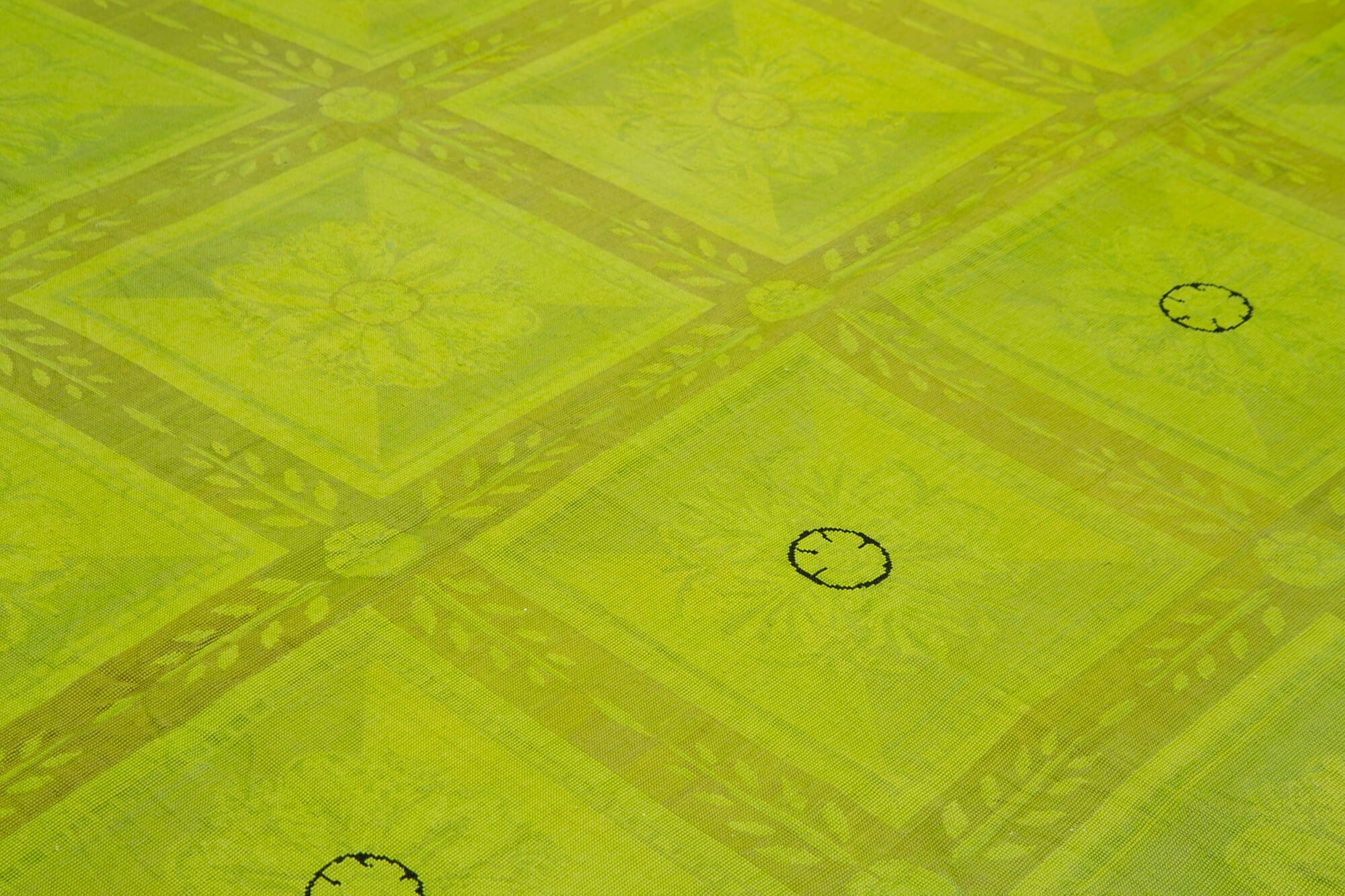 Handmade Wool Area Rug – Green Floral Rug | Turkish Vintage Carpet 7'6"x9'1"