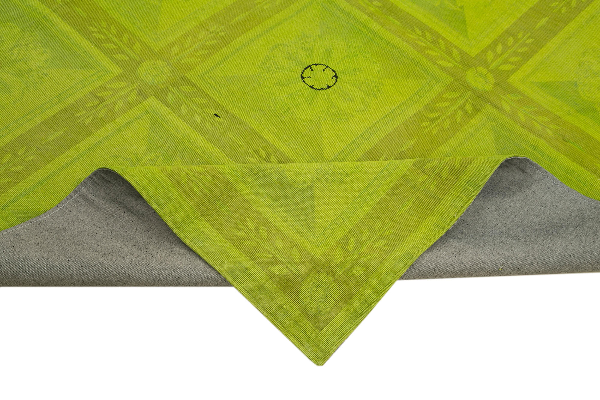 Handmade Wool Area Rug – Green Floral Rug | Turkish Vintage Carpet 7'6"x9'1"