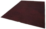 Handmade Wool Area Rug - Brown Floral Vintage Carpet, Cotton Wool Blend 7'3''x9'1''