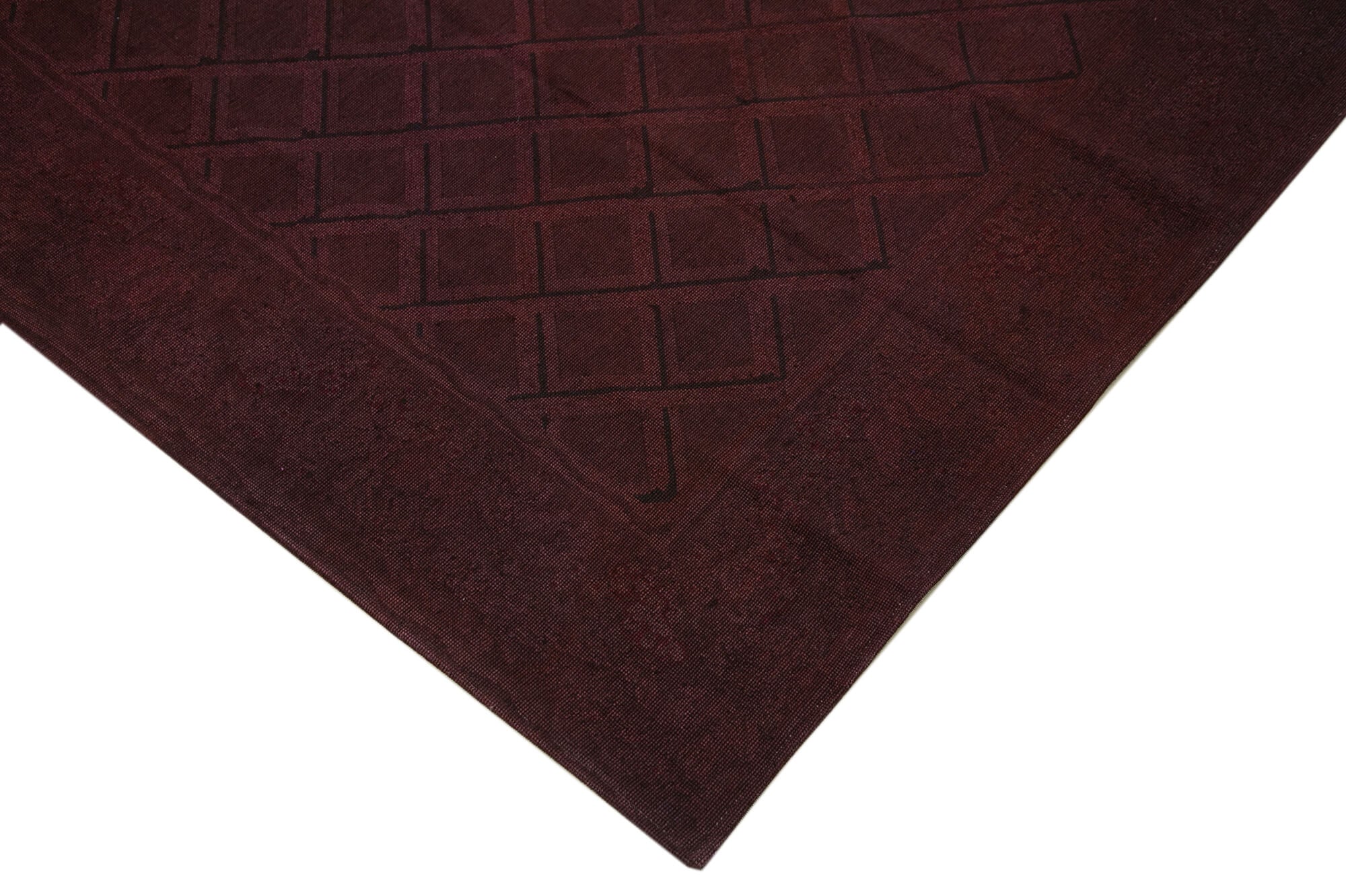 Handmade Wool Area Rug - Brown Floral Vintage Carpet, Cotton Wool Blend 7'3''x9'1''