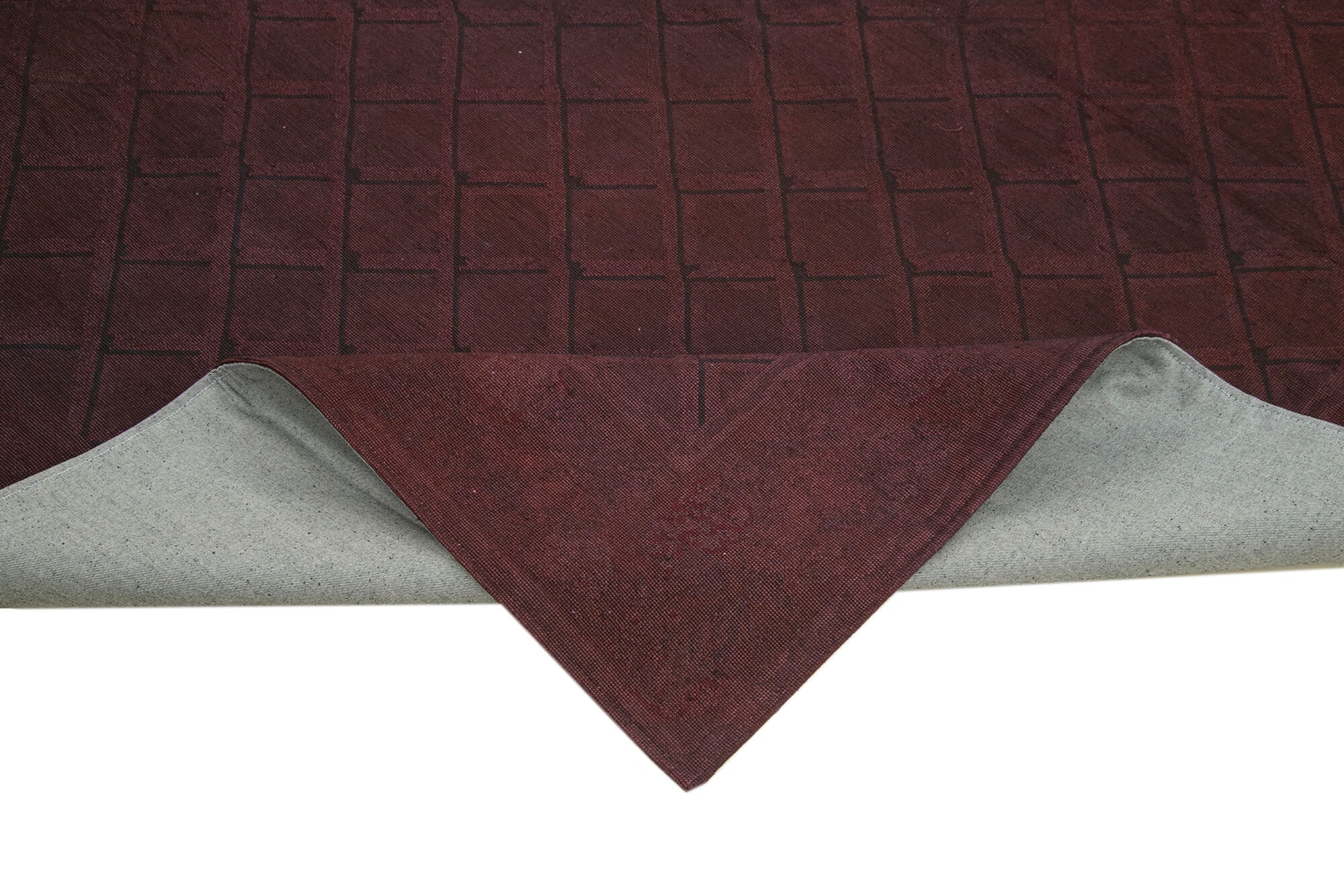 Handmade Wool Area Rug - Brown Floral Vintage Carpet, Cotton Wool Blend 7'3''x9'1''