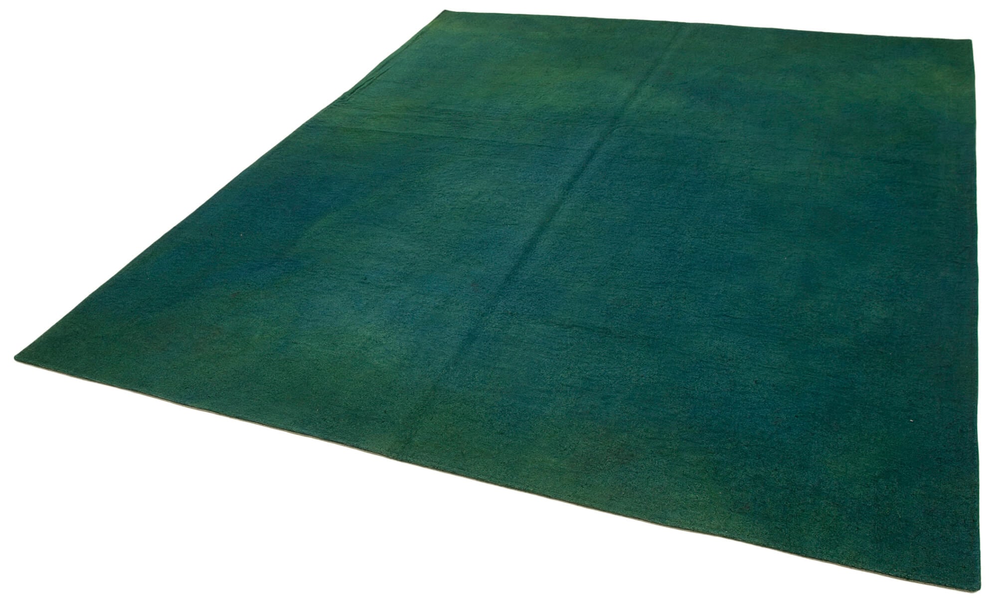 Handmade Wool Area Rug – Green Floral Pattern Carpet, 7'6'' x 8'10'' Durable Cotton Wool Blend