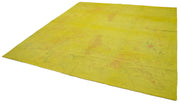 Handmade Wool Area Rug | Yellow Floral Vintage Wool Rug 8x8 Cotton Carpet