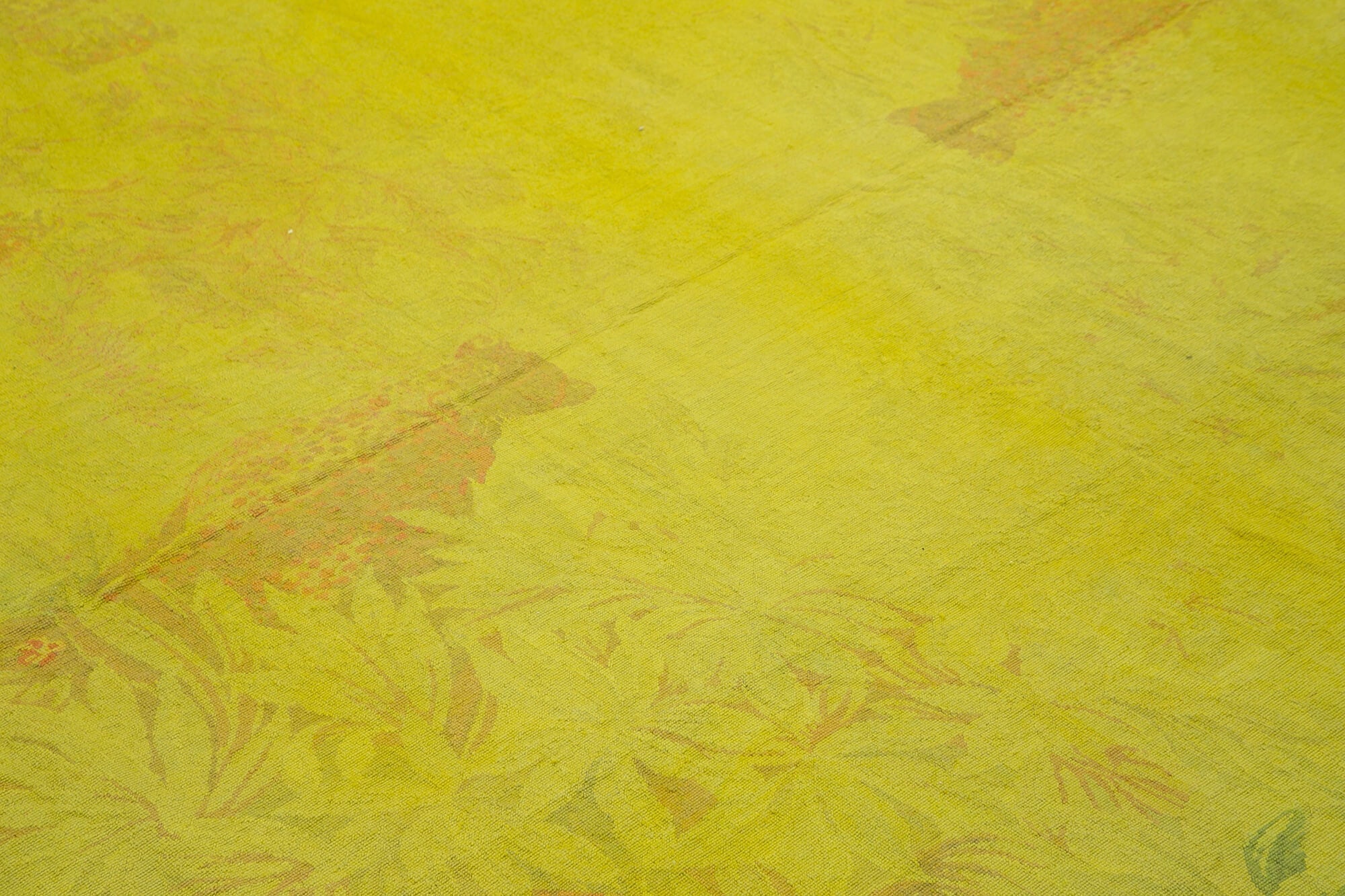 Handmade Wool Area Rug | Yellow Floral Vintage Wool Rug 8x8 Cotton Carpet