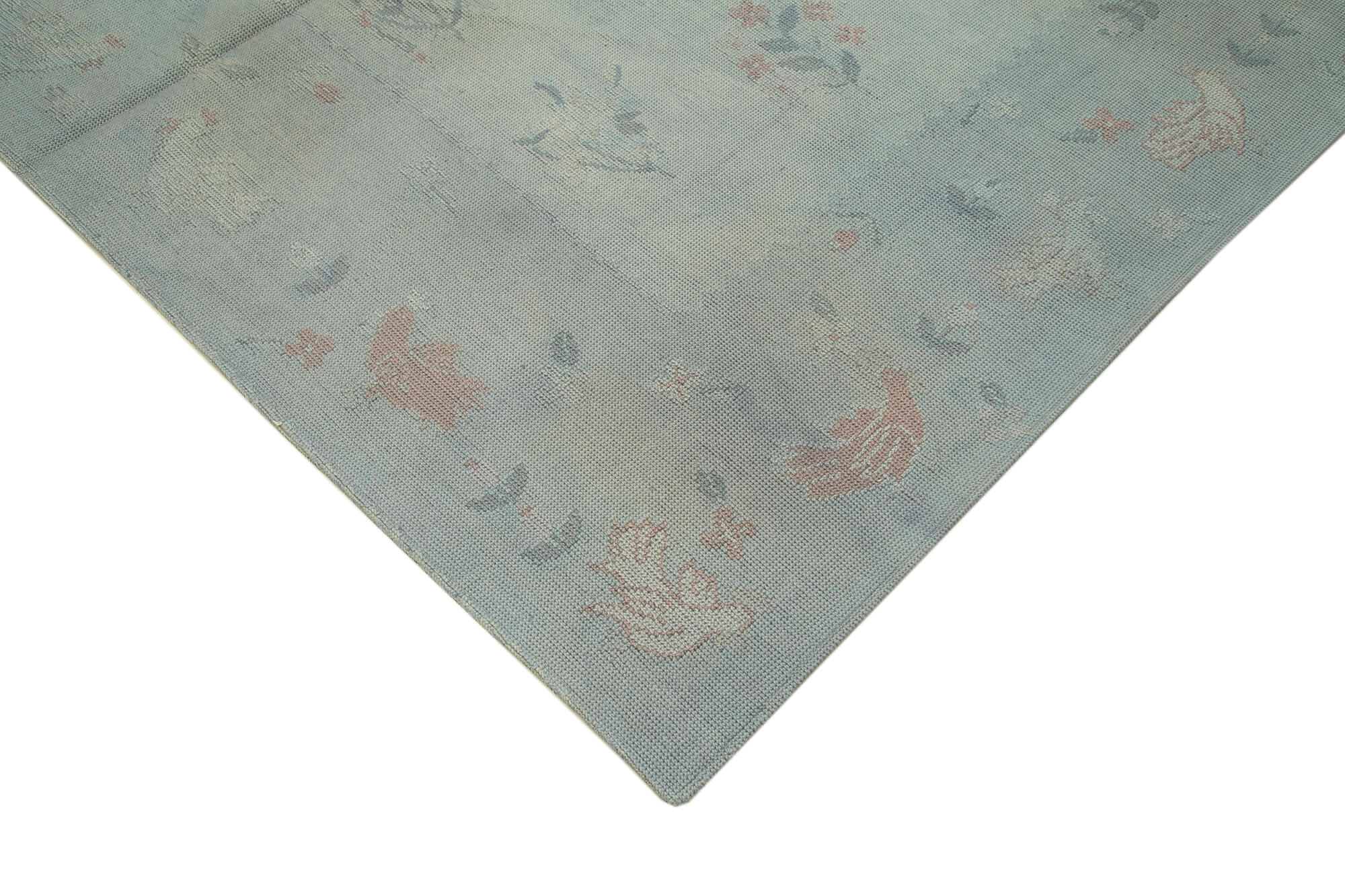 Handmade Wool Area Rug – Grey Floral Cotton Wool Carpet 7'4''x11'11'' | Durable, Hand Woven