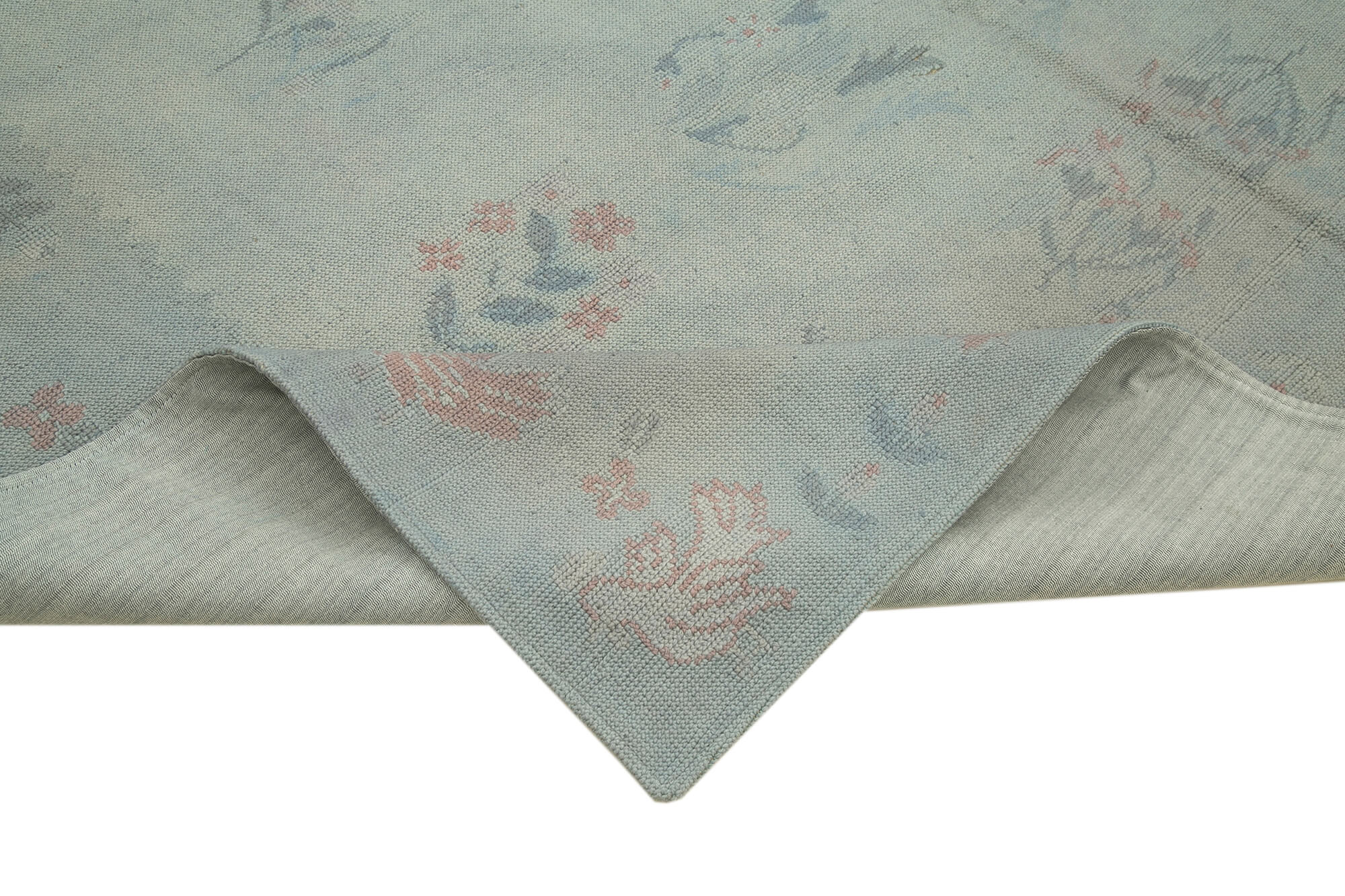 Handmade Wool Area Rug – Grey Floral Cotton Wool Carpet 7'4''x11'11'' | Durable, Hand Woven