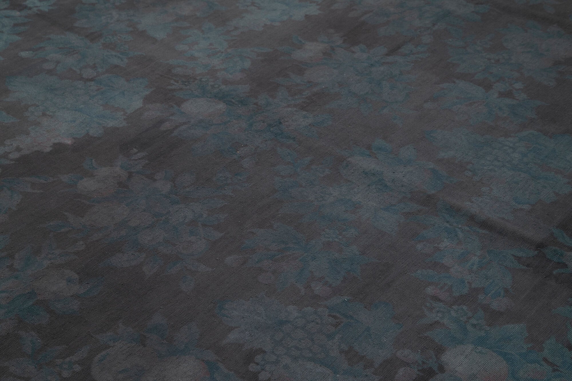 Handmade Wool Area Rug - Grey Floral Vintage Cotton Wool Carpet 8'4''x11'1''