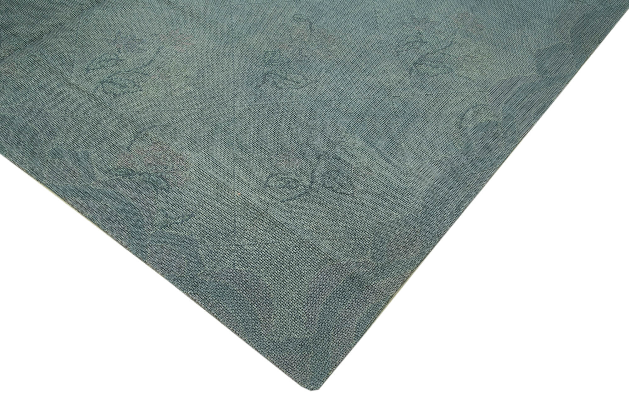 Handmade Area Rug – Vintage Wool Rug With Grey Floral Design, 8'2'' x 11'5''