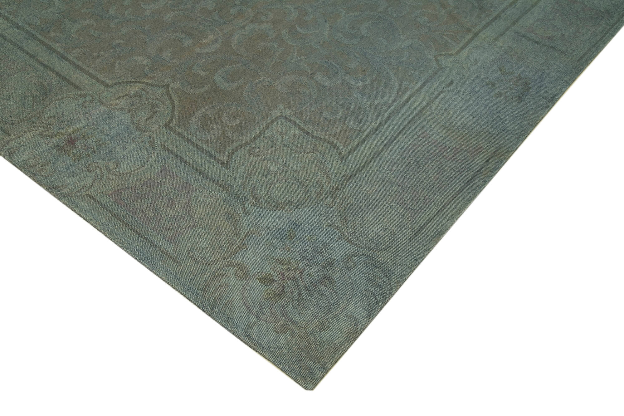Handmade Wool Area Rug – Grey Floral Cotton Wool Carpet 7'8''x10'8'' | Bohemian Style