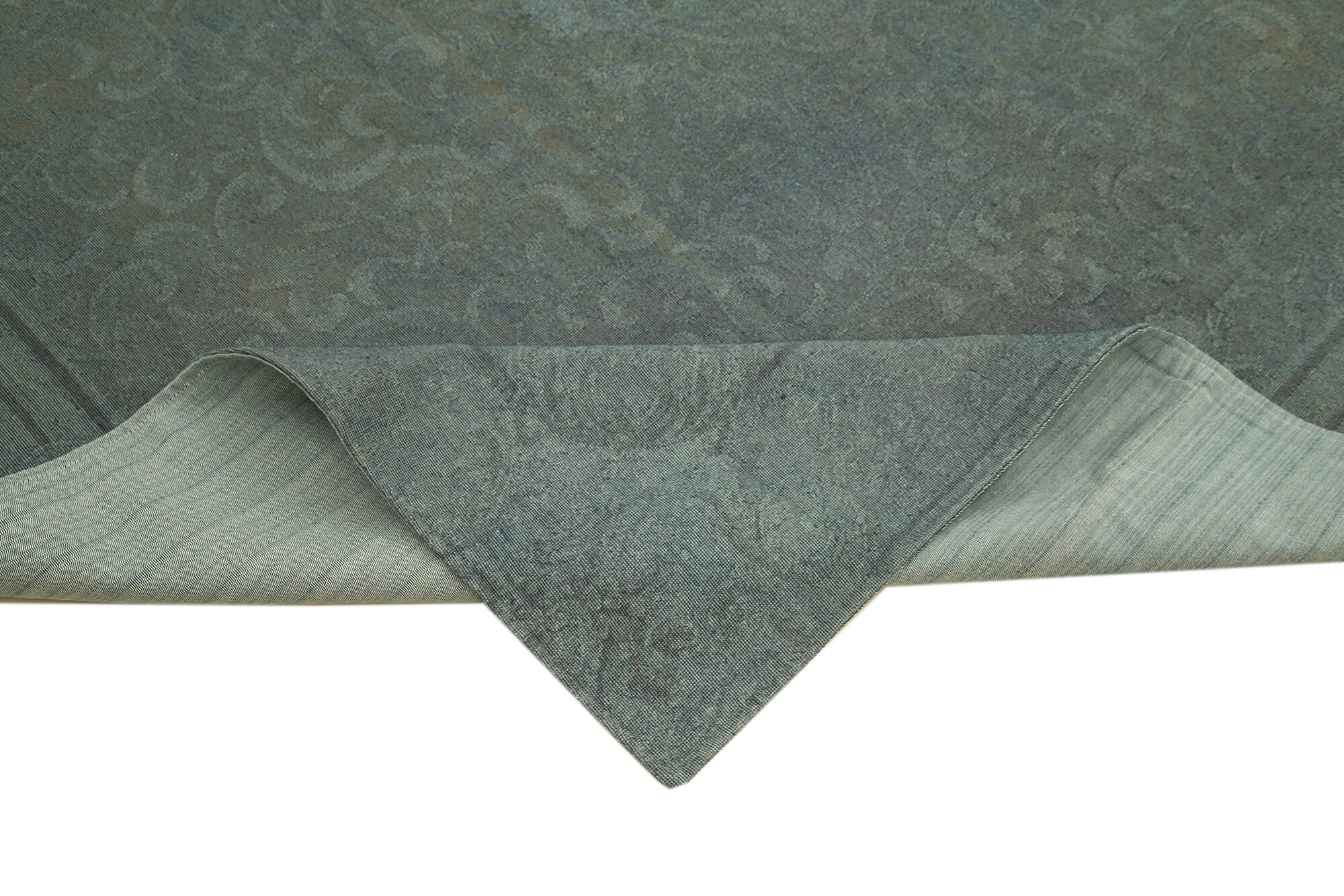Handmade Wool Area Rug – Grey Floral Cotton Wool Carpet 7'8''x10'8'' | Bohemian Style