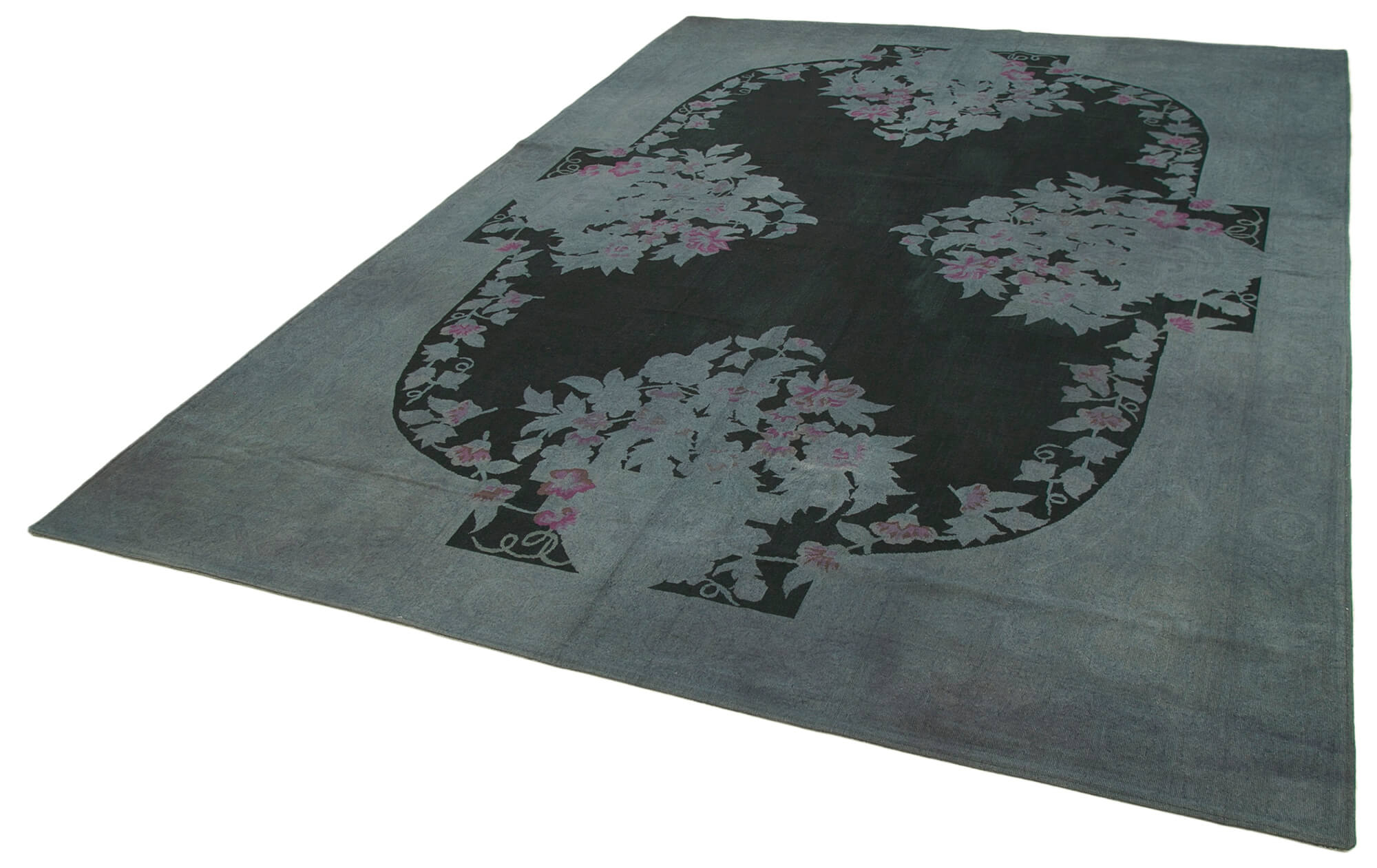 Handmade Wool Area Rug – Grey Floral Cotton Wool Carpet | Turkish Hand Knotted Durable Rug 7'7''x10'8''