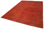 Handmade Wool Area Rug | Vintage Orange Cotton Floral Pattern Carpet, Durable Soft Texture Rug