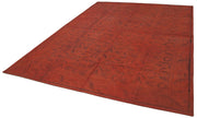 Handmade Wool Area Rug – Needlepoint Floral Rug with Orange Design, 8'2'' x 11'3''