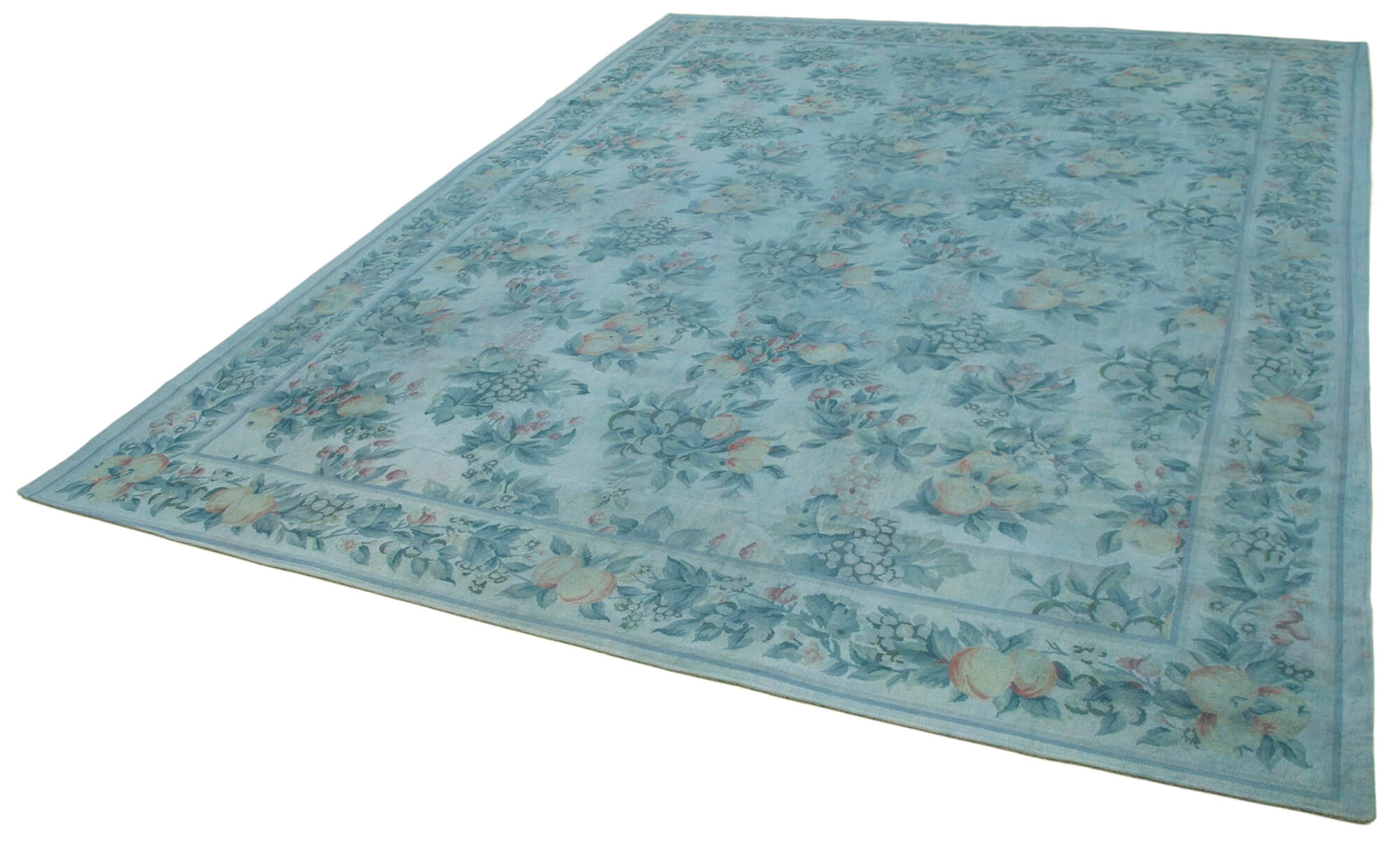 Handmade Wool Area Rug – Blue Floral Rug | Traditional Hand Knotted Carpet 8'4''x11'1''