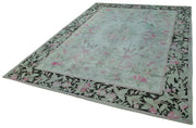 Handmade Wool Area Rug – Grey Floral Vintage Cotton Wool Carpet 7'9''x11'3''