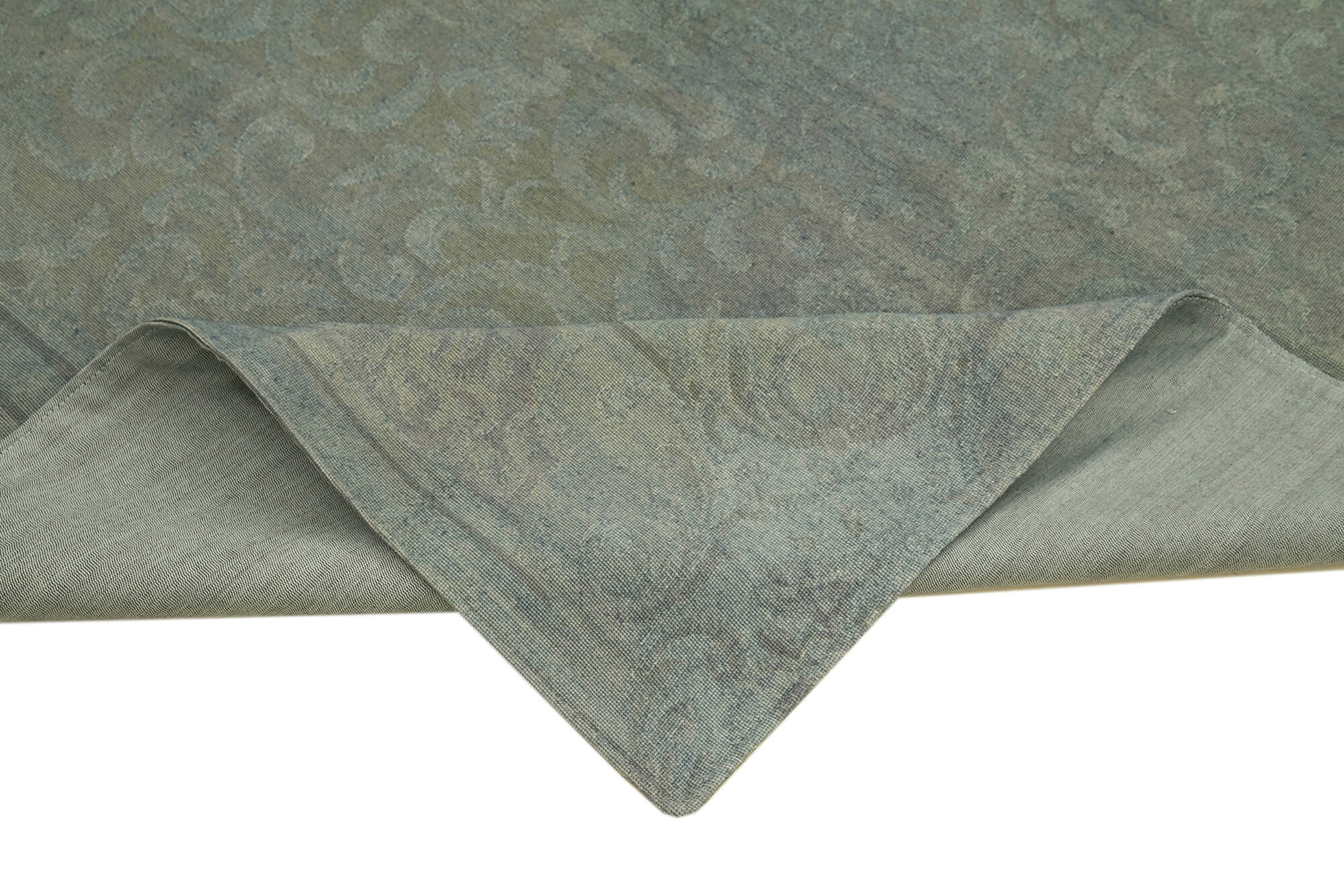 Needlepoint Grey Floral Cotton Wool Handmade Area Rug 7'11'' x 10'4''