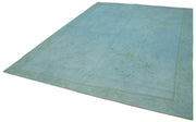 Handmade Wool Area Rug – Blue Floral Rug, Cotton Wool Carpet 7'9''x10'3''