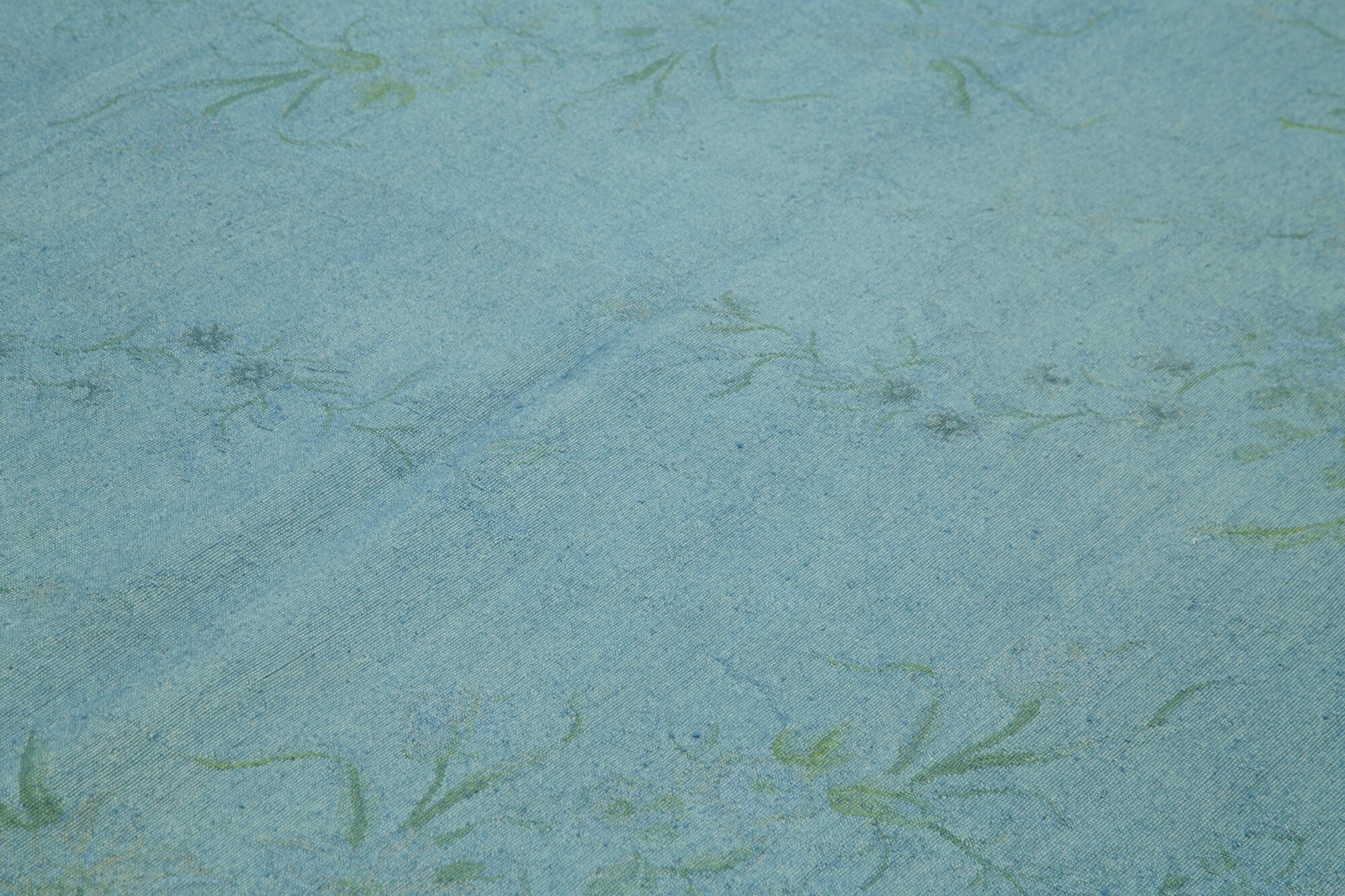 Handmade Wool Area Rug – Blue Floral Rug, Cotton Wool Carpet 7'9''x10'3''