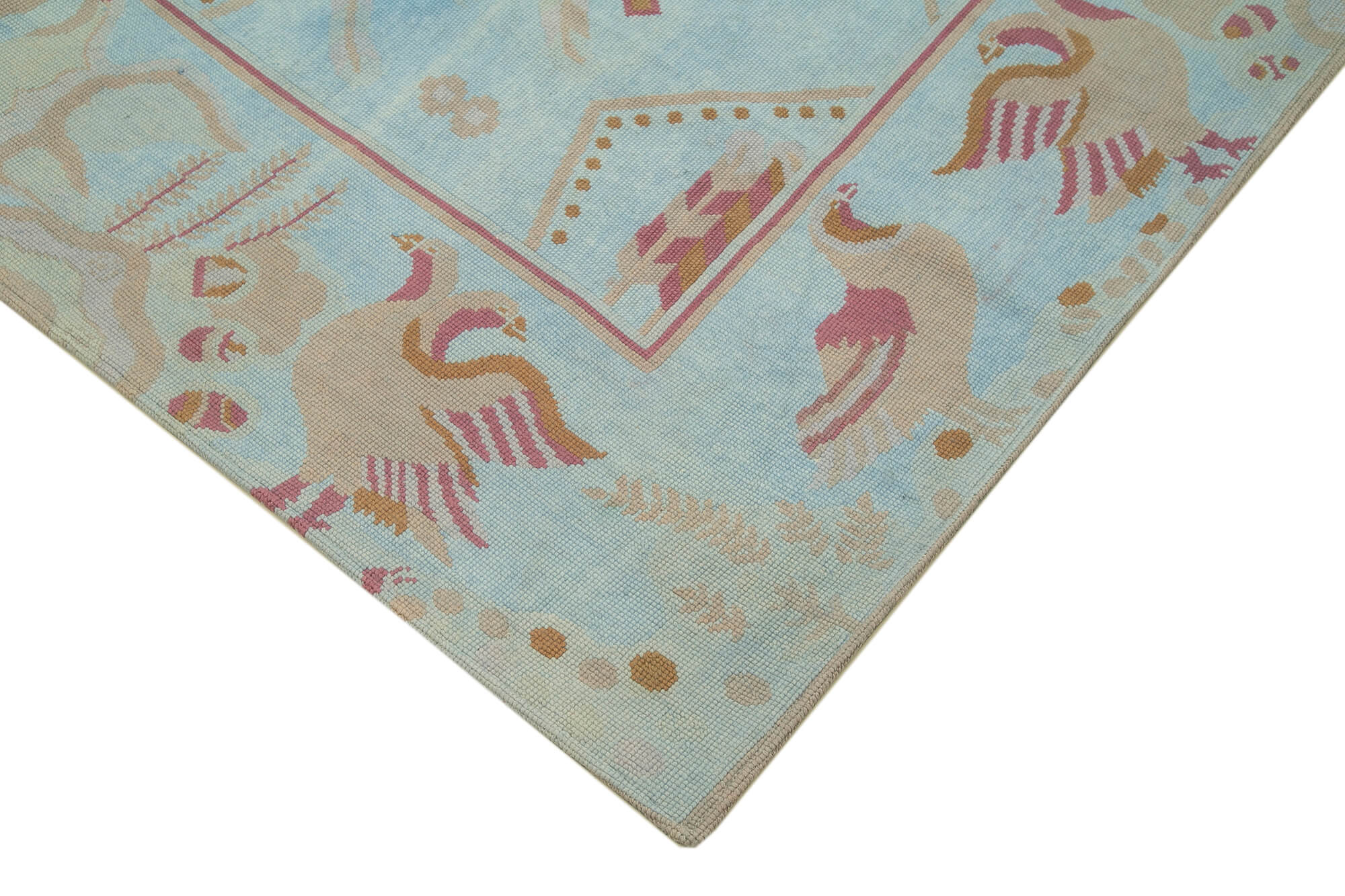 Handmade Wool Area Rug | Vintage Turkish Rug, Blue Floral Pattern Carpet with Soft Cotton Blend 7'10''x11'0''