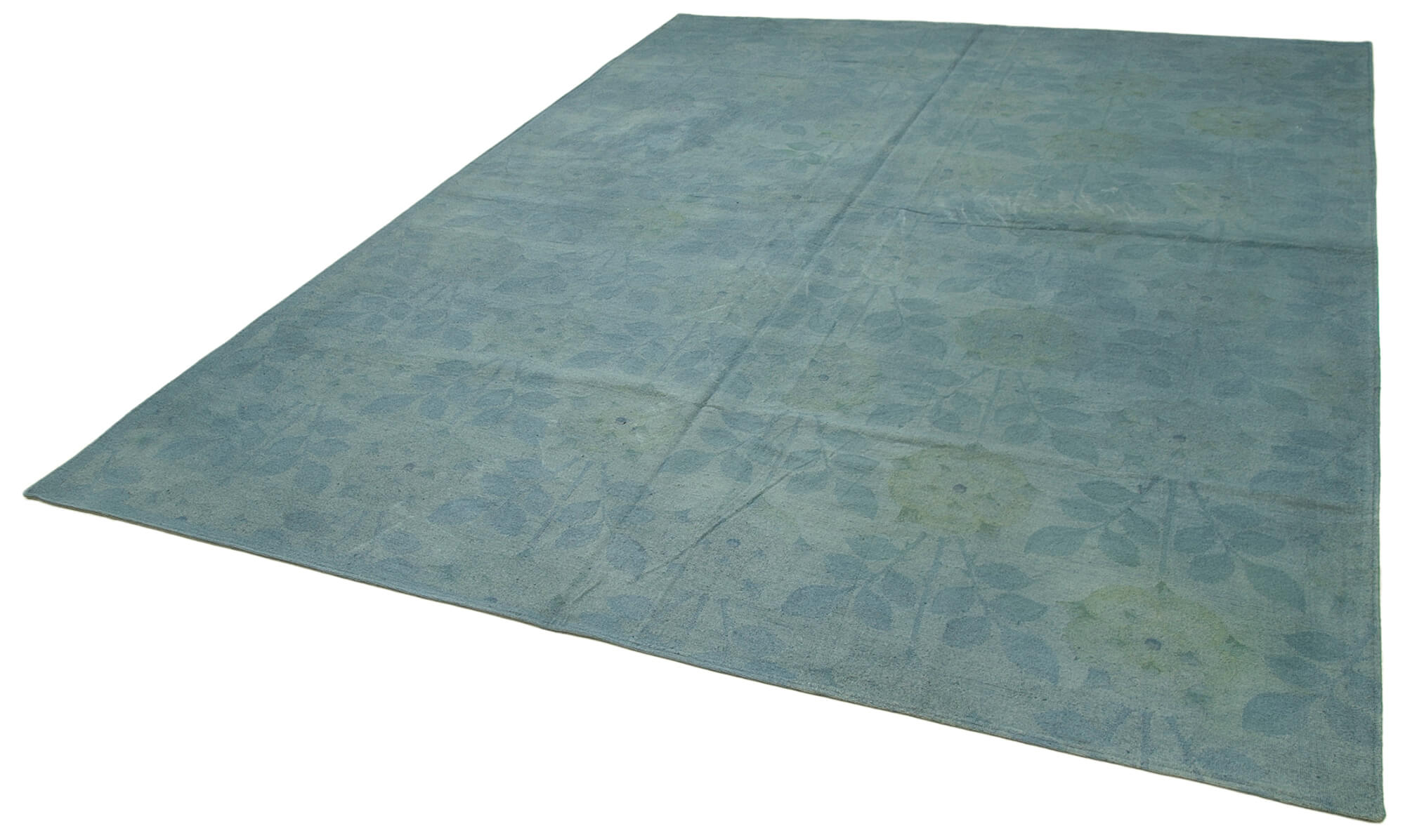 Handmade Wool Area Rug – Blue Floral Pattern Carpet | Cotton Wool Carpet 8'5''x11'5''
