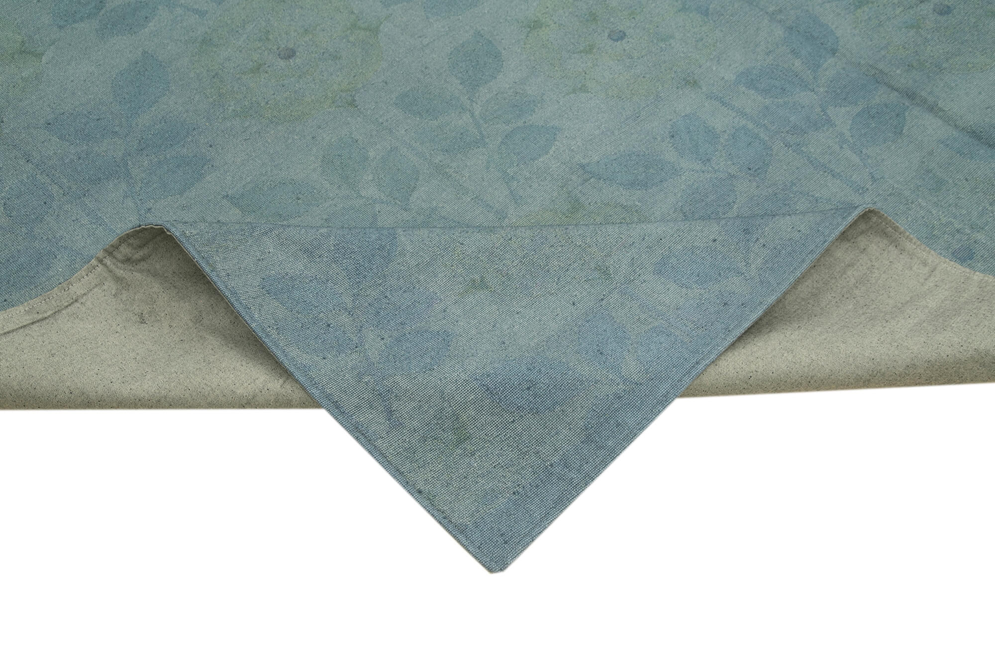 Handmade Wool Area Rug – Blue Floral Pattern Carpet | Cotton Wool Carpet 8'5''x11'5''