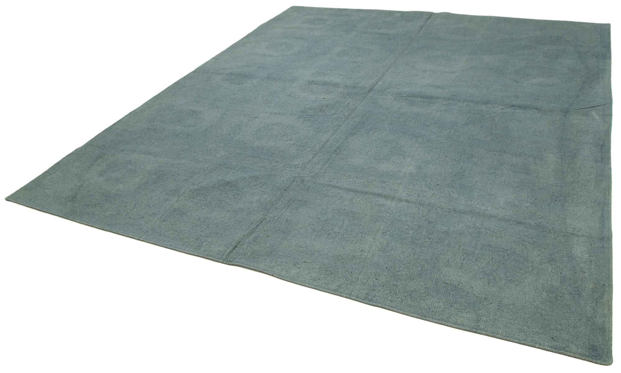 Handmade Area Rug - Grey Floral Cotton Wool Carpet | Vintage Handwoven Turkish Rug