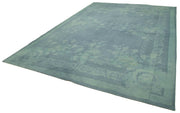 Handmade Wool Area Rug – Blue Floral Rug Cotton Wool Carpet 9'2''x13'1''