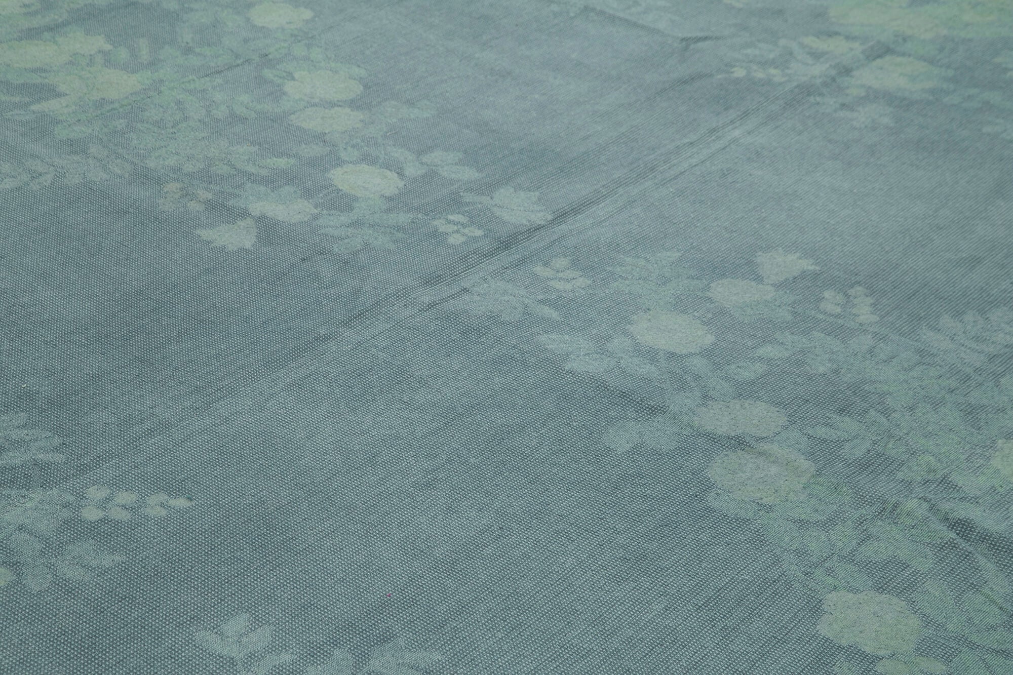 Handmade Wool Area Rug – Blue Floral Rug Cotton Wool Carpet 9'2''x13'1''