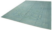 Handmade Wool Area Rug – Blue Floral Rug 9'0''x12'2'' Cotton Wool Carpet